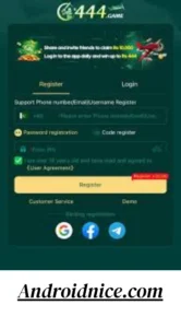 how to register in c444 game app